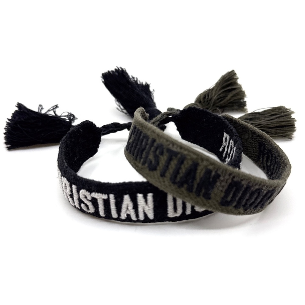 Christian Dior Woven Bracelet Set - Khaki, Black & White - Picture 2 of 6